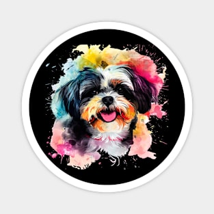 Shih Tzu Dog Water Color Pop Art Design for Dog Lover Magnet